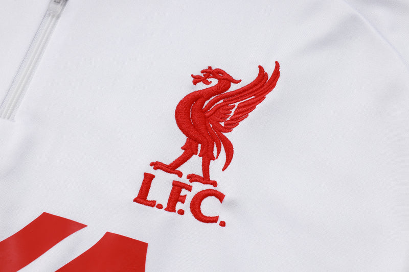Conjunto de Treino Half Ziper Liverpool 2025/26 - Adidas Jaqueta + Calça - Branca/Preta