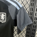 Conjunto Kit Infantil Aston Villa Away 2025/26 - Adidas Torcedor - Preta/Branca