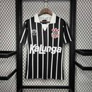 Camisa Corinthians Away 1990/91 - Finta Retrô Masculina - Preta/Branca