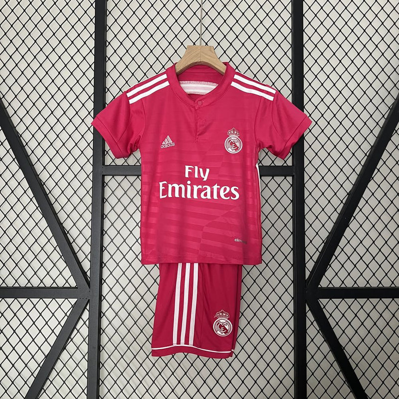 Kit Infantil Real Madrid Away 2014/15 - Adidas Retrô - Rosa