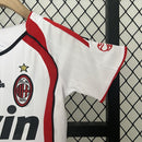 Conjunto Kit Infantil AC Milan Away 2006/07 - Adidas Retrô - Branca/Vermelha