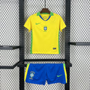 Conjunto Kit Infantil Seleção Brasil Home 2025/26 - Nike Torcedor - Amarela/Verde