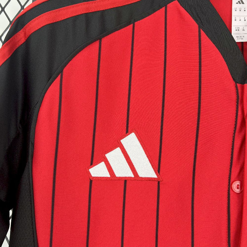 Camisa Baseball Flamengo 2025/26 - Adidas Masculina - Vermelha/Preta