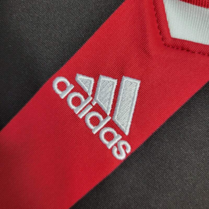 Camisa Manga Longa Milan Home 2009/10 - Adidas  Retrô Masculina - Vermelha/Preta