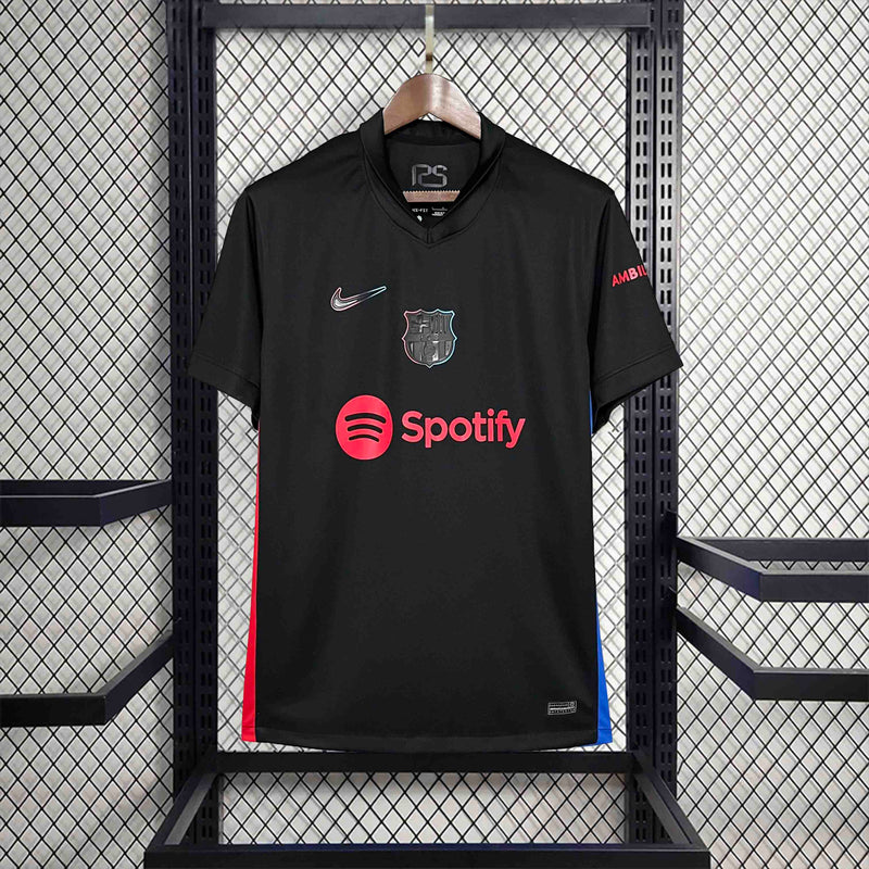 Camisa Barcelona Away 2024/25 - Nike Torcedor Masculina - Preta/Vermelha