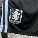 Conjunto Kit Infantil Aston Villa Away 2025/26 - Adidas Torcedor - Preta/Branca
