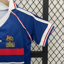 Conjunto Kit Infantil Seleção França Home 1998/99 - Adidas Retrô - Azul/Branca