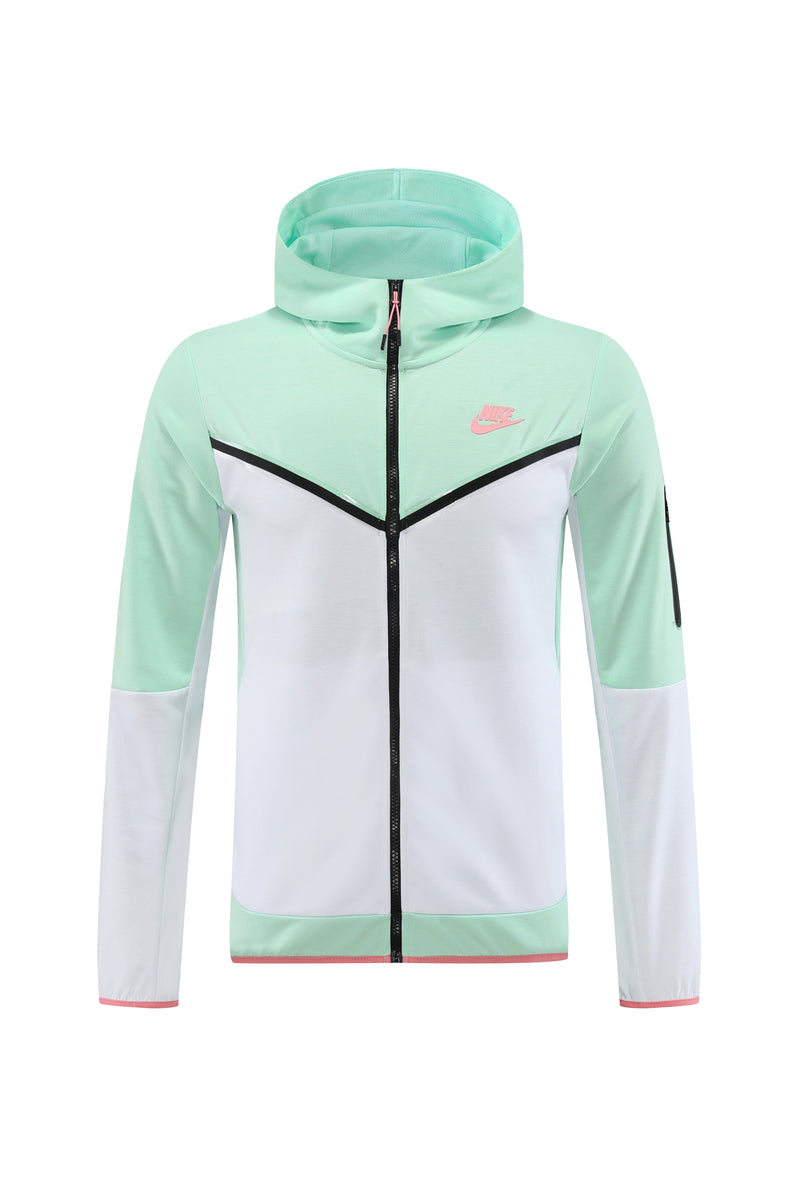 Kit Conjunto Nike Tech Fleece - Jaqueta e Calça- Verde/Branca