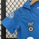 Conjunto Kit Infantil Napoli Home 1987/88 - Nr Retrô - Azul/Branca