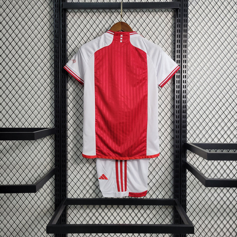 Kit Infantil Ajax Home 2023/24 - Adidas Torcedor - Vermelha/Branca