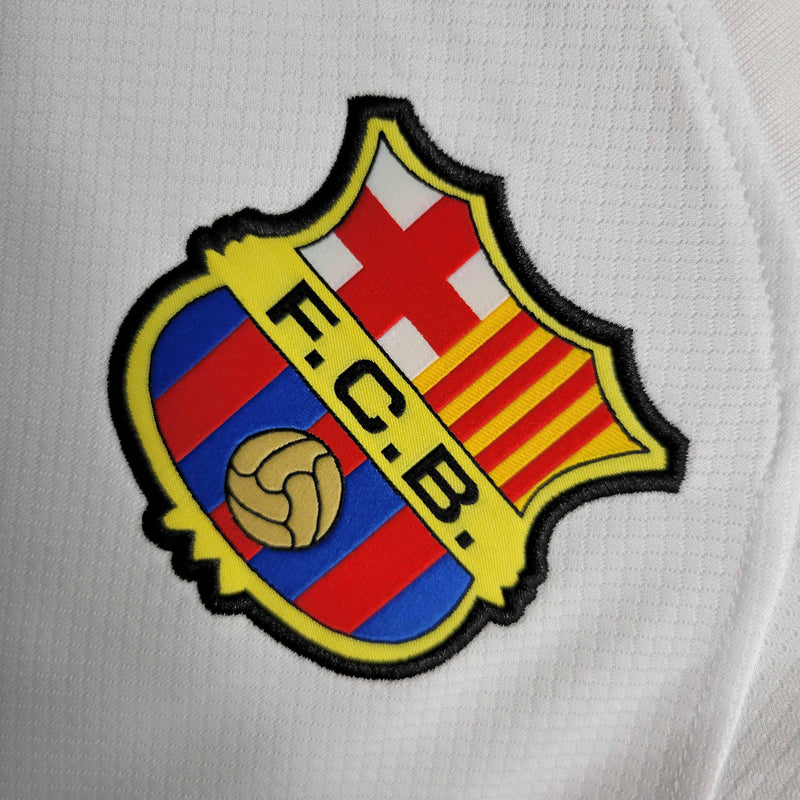 Camisa Barcelona Manga Longa Away 2023/24 - Nike Torcedor Masculina - Branca/Azul