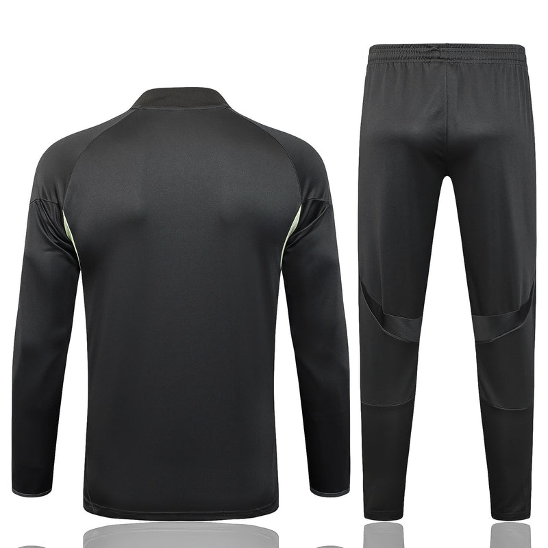 Conjunto de Treino Half Ziper Real Madrid 2025/26 - Adidas Jaqueta + Calça - Preta/Bege