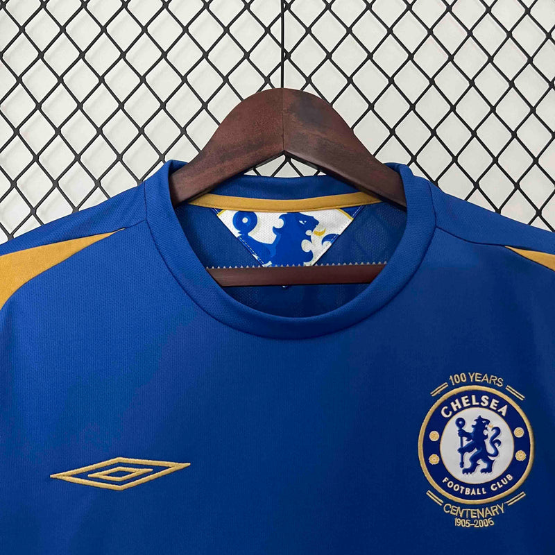 Camisa Chelsea Home 2005/06 - Umbro Retrô Masculina - Azul/Dourada