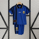 Conjunto Kit Infantil Seleção Argentina Home 2014/15 - Adidas Retrô - Azul/Preta