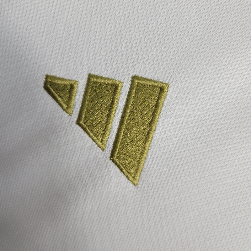 Camisa Lyon Home 2023/24 - Adidas Torcedor Masculina - Branca/Dourada