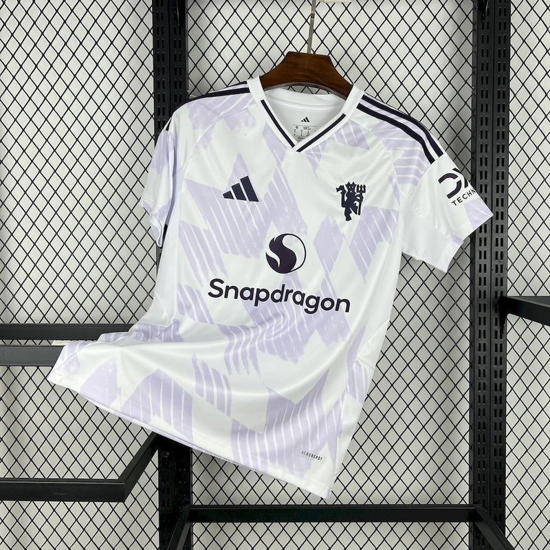 Camisa Manchester United Away 2025/26 - Adidas Torcedor Masculina - Branca/Lilás
