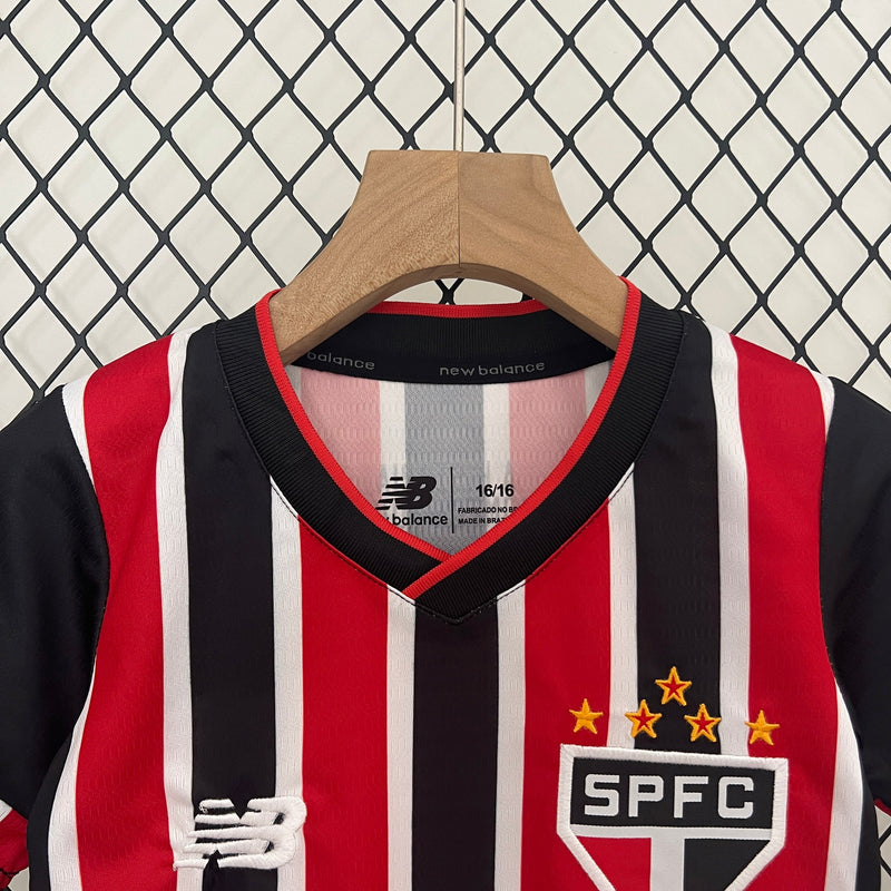 Kit Infantil São Paulo Away 2024/25 - New Balace Torcedor - Vermelha/Preta