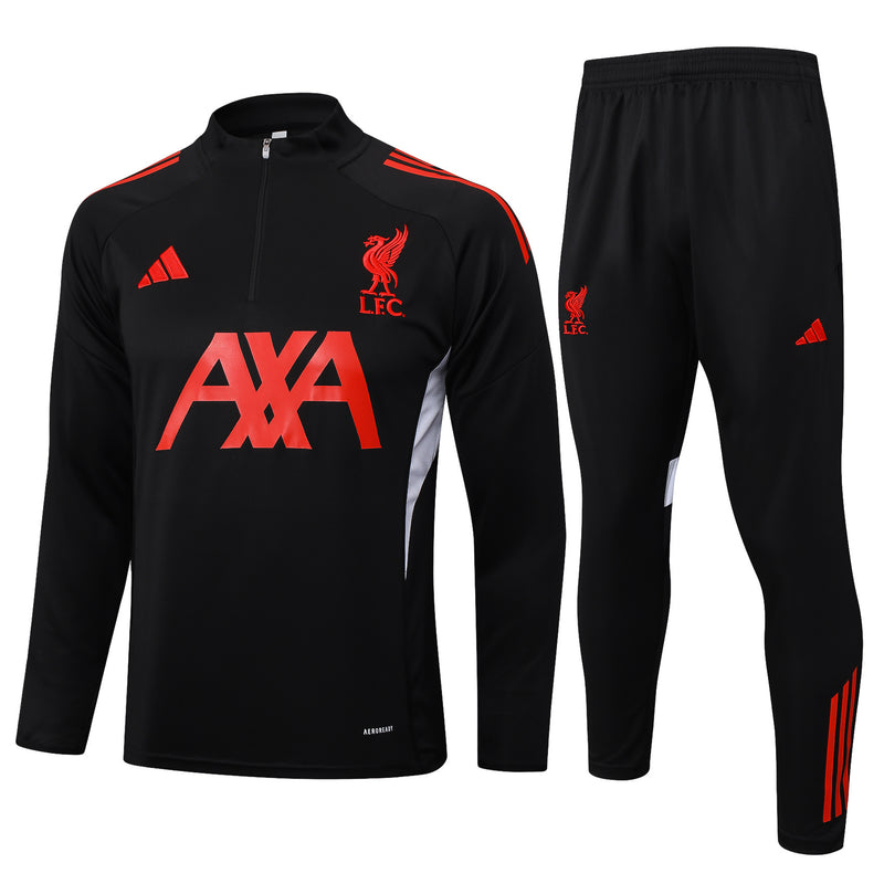 Conjunto de Treino Half Ziper Liverpool 2025/26 - Adidas Jaqueta + Calça - Preta/Vermelha