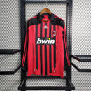 Camisa AC Milan Manga Longa Home 2007/08 - Adidas Retrô Masculina - Vermelha/Preta