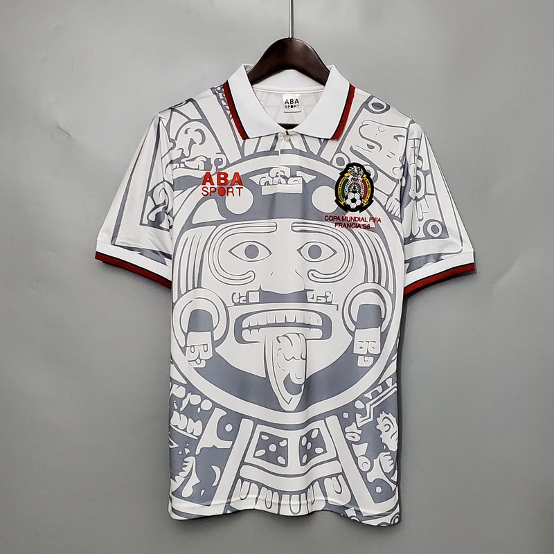Camisa Seleção México Away 1998 - ABA Sport Retrô Masculina - Branca/Cinza
