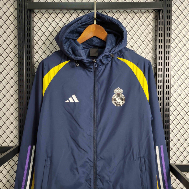 Jaqueta Corta Vento Real Madrid Adidas - Azul/Amarela