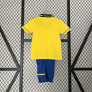 Conjunto Kit Infantil Seleção Brasil Home 1993/94 - Umbro Retrô - Amarela/Azul