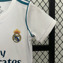 Conjunto Kit Infantil Real Madrid Home 2017/18 - Adidas Retrô - Branca/Azul