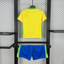 Conjunto Kit Infantil Seleção Brasil Home 2025/26 - Nike Torcedor - Amarela/Verde