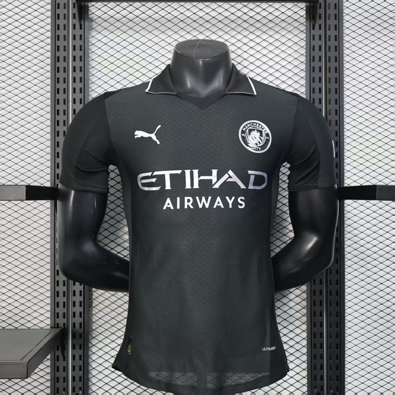 Camisa Manchester City Black 2025/26 - Puma Jogador Masculina - Preta/Branca