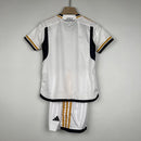 Conjunto Kit Infantil Real Madrid Home 2023/24 - Adidas Torcedor - Branca/Amarela