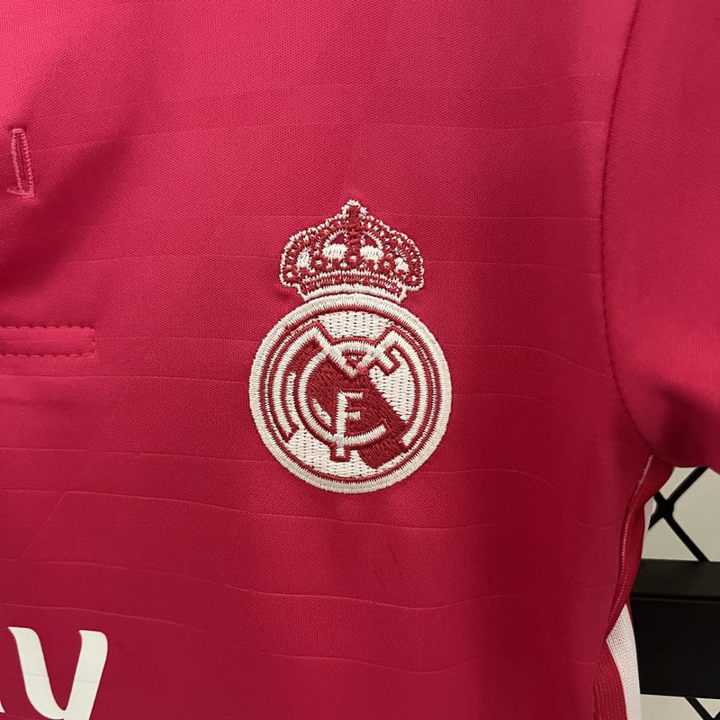 Kit Infantil Real Madrid Away 2014/15 - Adidas Retrô - Rosa