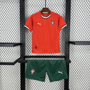 Conjunto Kit Infantil Seleção Portugal Home 2025/26 - Puma Torcedor - Vermelha/Verde