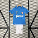 Conjunto Kit Infantil Napoli Home 1987/88 - Nr Retrô - Azul/Branca