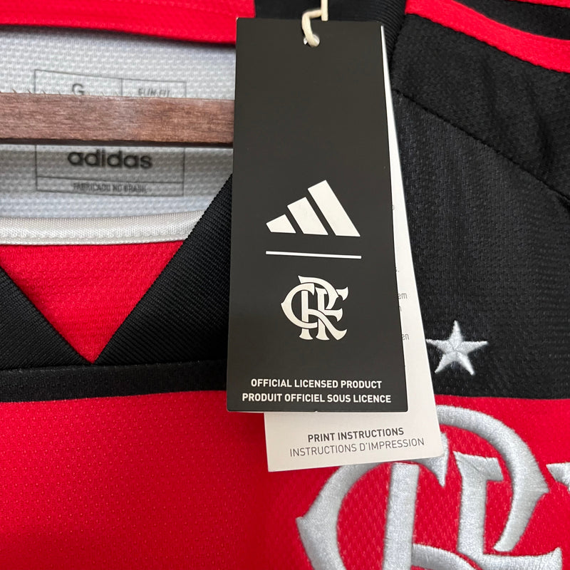 Camisa Flamengo Home  2024/25 - Adidas Torcedor Masculina - Vermelha/Preta