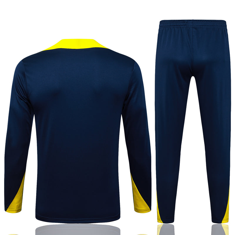 Conjunto de Treino Half Ziper Atlético de Madrid 2025/26 - Nike Jaqueta + Calça - Azul/Amarela