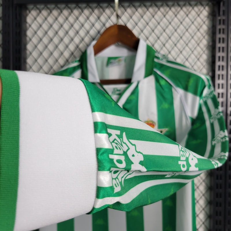 Camisa Real Betis Manga Longa 1995/97 - Kappa Retrô Masculina - Verde/Branca