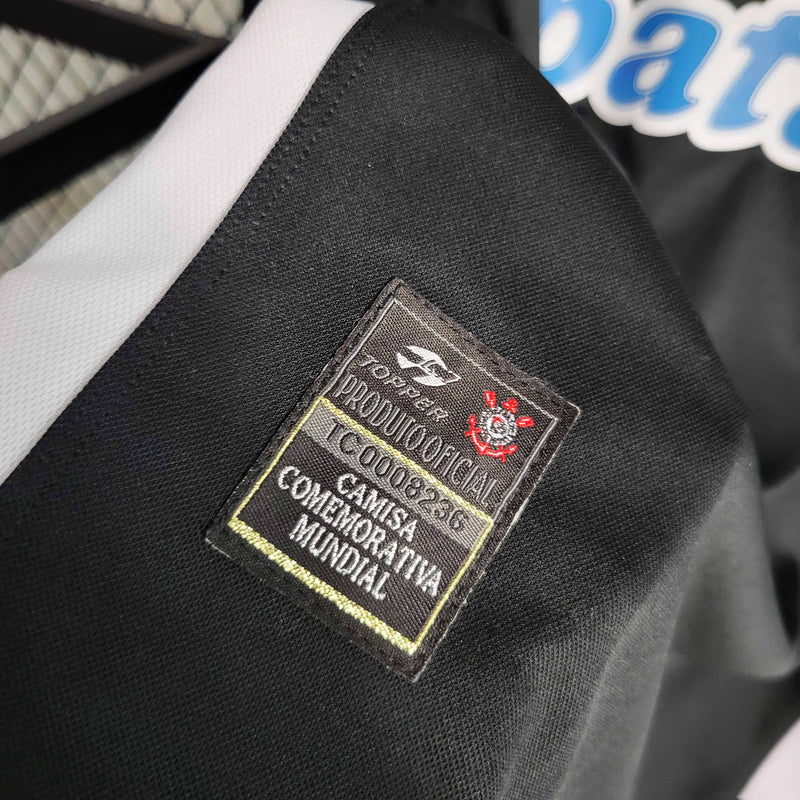 Camisa Corinthians Away 2000/01 - Topper Retrô Masculina - Preta/Branca