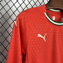 Conjunto Kit Infantil Manga Longa Seleção Portugal Home 2025/26 - Puma Torcedor - Vermelha/Verde
