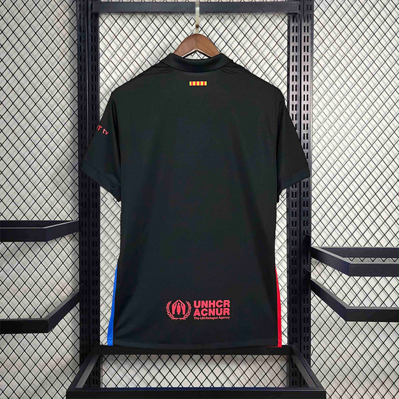 Camisa Barcelona Away 2024/25 - Nike Torcedor Masculina - Preta/Vermelha