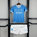 Conjunto Kit Infantil Napoli Home 2025/26 - EA7 Torcedor - Azul/Branca