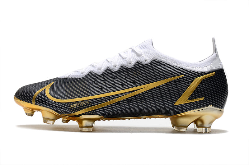 Chuteira Nike Mercurial Vapor 14 Elite Preto Branco Dourado