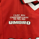 Conjunto Kit Infantil Manchester United Home 1999/00 - Umbro Retrô - Vermelha/Branca
