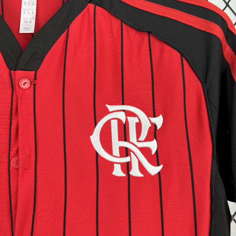 Camisa Baseball Flamengo 2025/26 - Adidas Masculina - Vermelha/Preta