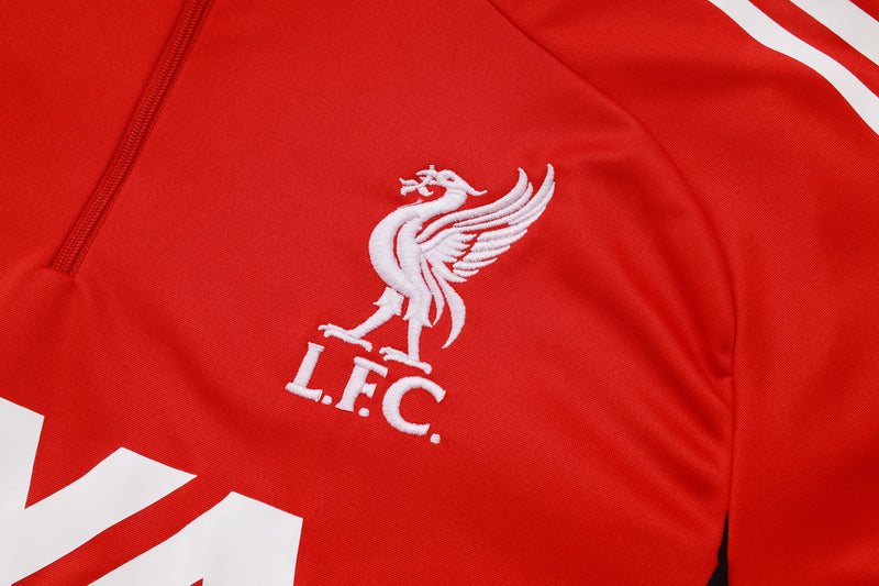 Conjunto de Treino Half Ziper Liverpool 2025/26 - Adidas Jaqueta + Calça - Vermelha/Preta