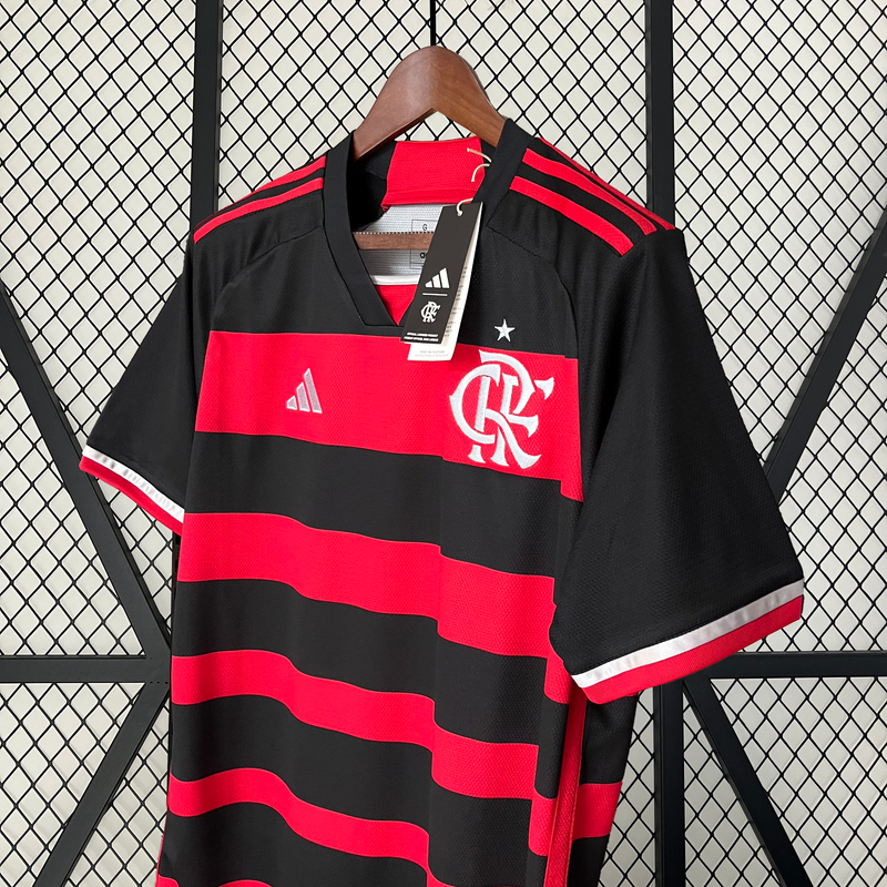 Camisa Flamengo Home  2024/25 - Adidas Torcedor Masculina - Vermelha/Preta