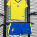 Conjunto Kit Infantil Seleção Brasil Home 2025/26 - Nike Torcedor - Amarela/Verde