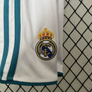 Conjunto Kit Infantil Real Madrid Home 2017/18 - Adidas Retrô - Branca/Azul
