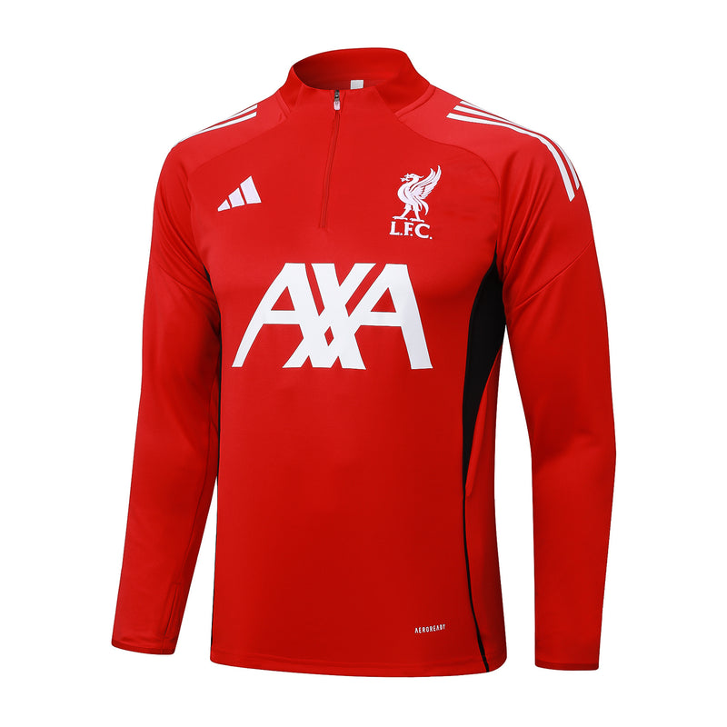 Conjunto de Treino Half Ziper Liverpool 2025/26 - Adidas Jaqueta + Calça - Vermelha/Preta
