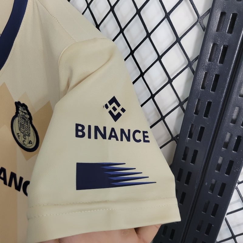 Kit Infantil Porto Away 2023/24 - New Balace Torcedor - Bege/Preta