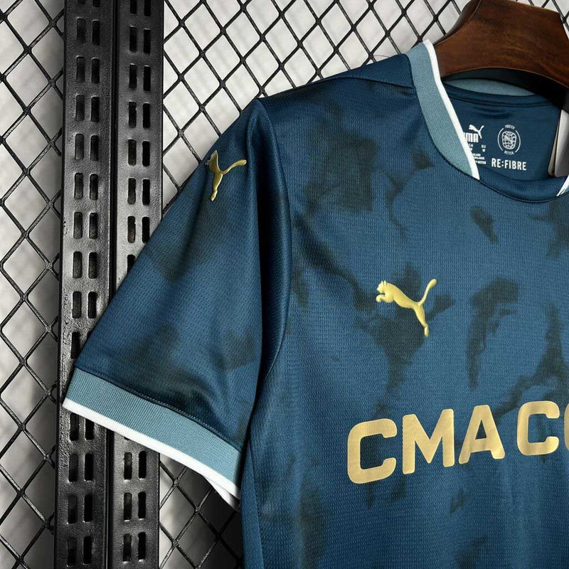 Camisa Olympique Marseille Away 2024/25 - Puma Torcedor Masculina - Azul/Dourada